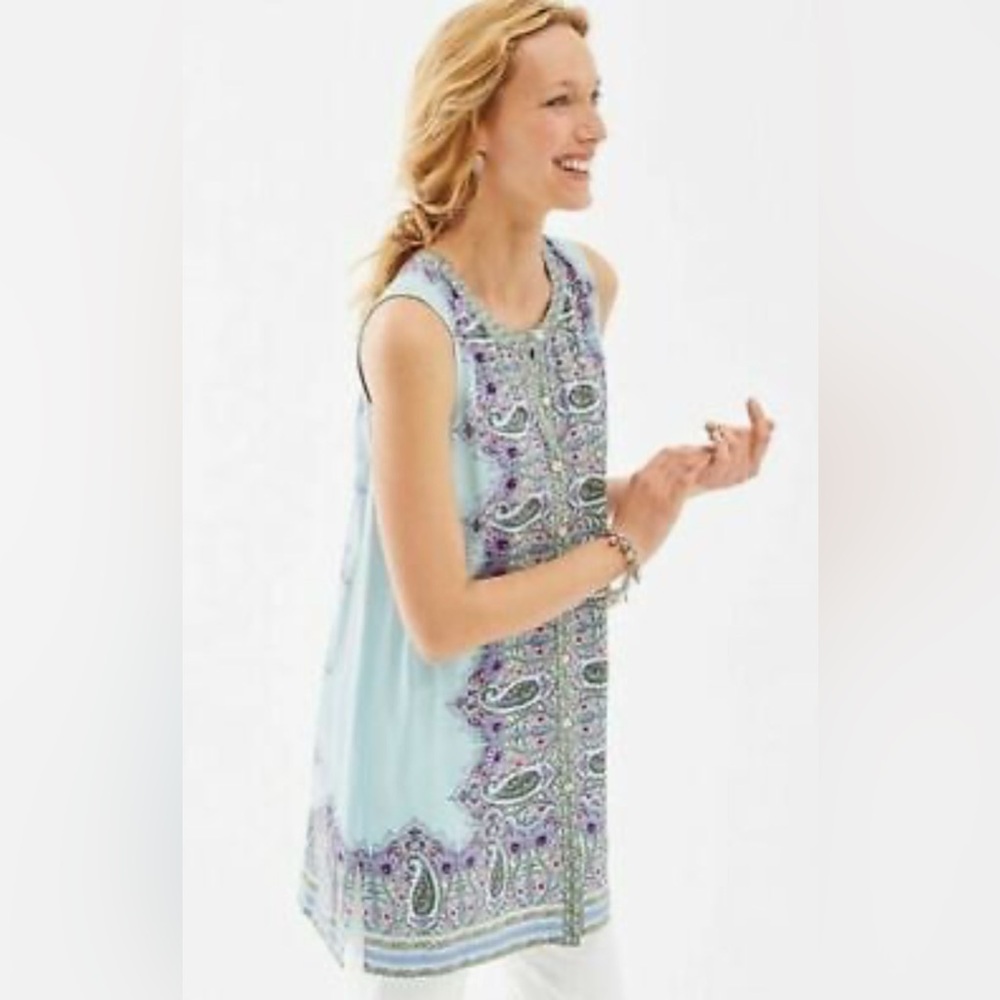 J.Jill  Sleeveless Paisley tunic  - Blue and Purple SZ:L